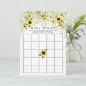 Herbstgelbe Sonnenblume BINGO Babyduschenspiel Einladung (Stehend Vorderseite)