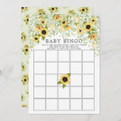 Herbstgelbe Sonnenblume BINGO Babyduschenspiel Einladung (Vorne/Hinten)