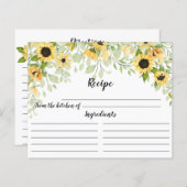 Herbstgelbe Sonnenblume Brautparty Rezept Postc (Vorne/Hinten)