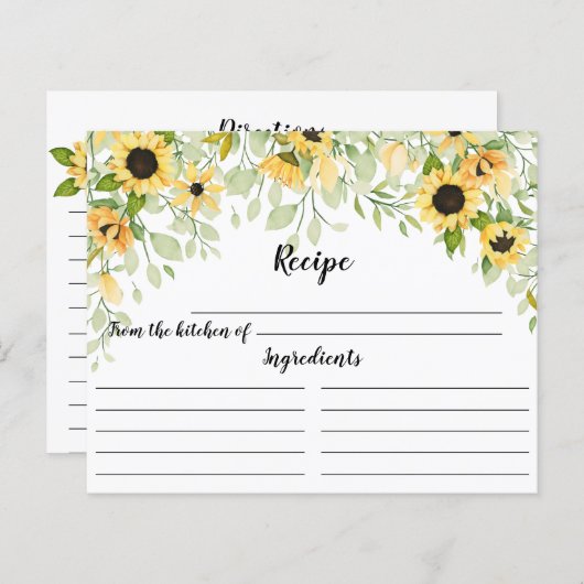 Herbstgelbe Sonnenblume Brautparty Rezept Postc (Vorne/Hinten)