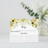 Herbstgelbe Sonnenblume Brautparty Rezept Postc (Stehend Vorderseite)