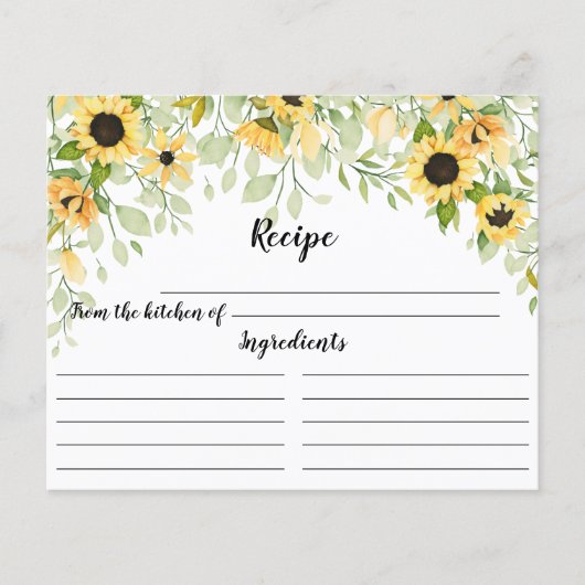 Herbstgelbe Sonnenblume Brautparty Rezept Postc (Vorderseite)