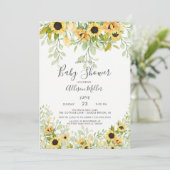 Herbstgelbe Sonnenblumendusche Einladung (Stehend Vorderseite)