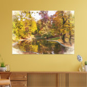 Herbstgelber Park Reflektion Farbe Leinwanddruck (Insitu (Wohnzimmer))