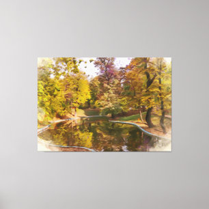 Herbstgelber Park Reflektion Farbe Leinwanddruck