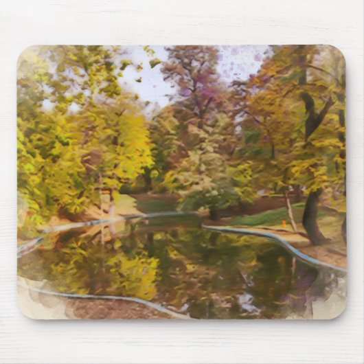 Herbstgelber Park Reflektion Farbe Mousepad (Vorne)