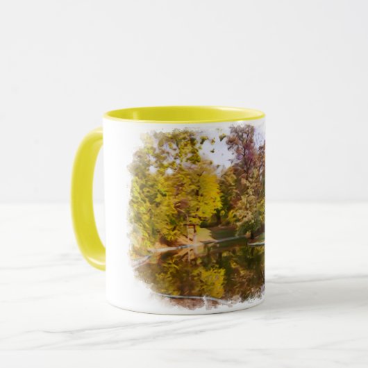 Herbstgelber Park Reflektion Farbe Tasse (Vorderseite Links)