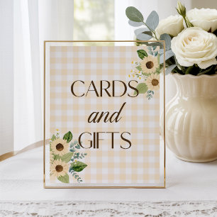 Herbstgelbes Gingham-Sonnenblumen-Baby-Shower-Schi Poster