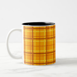Herbstgelbes Kariertes Muster Zweifarbige Tasse