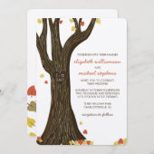 Herbstgemeißelbaum und Blätter Einladung zur Hochz (Vorne/Hinten)