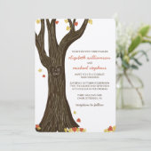 Herbstgemeißelbaum und Blätter Einladung zur Hochz (Stehend Vorderseite)
