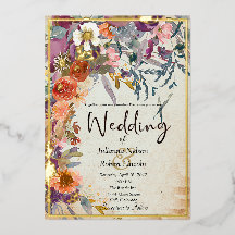 Herbstgemischtfarbene Hochzeit mit Blumen