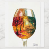 Herbstgeschichte bei einem Glas Wein Weinetikett (Einzelnes Label)