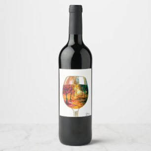 Herbstgeschichte bei einem Glas Wein Weinetikett