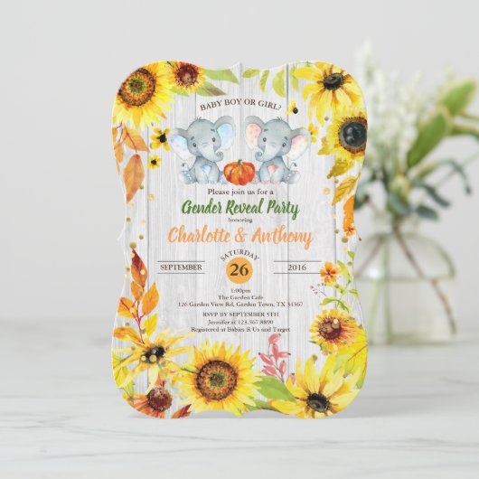 Herbstgeschlecht: Einladung zum SonnenblumenElefan (Stehend Vorderseite)