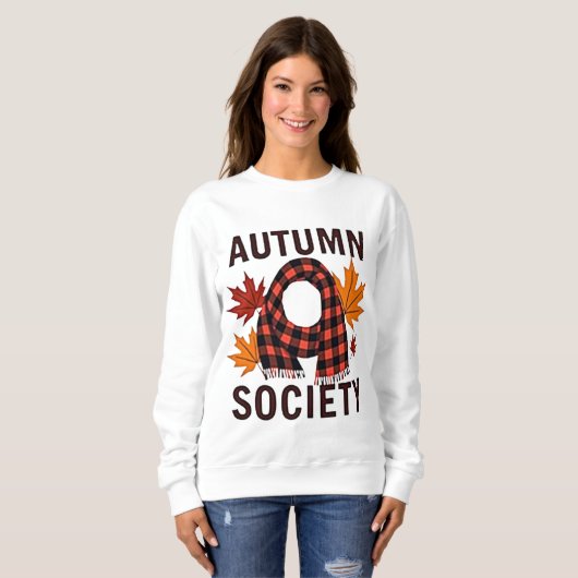 Herbstgesellschaft - Personalisierte Karierte Buch Sweatshirt (Vorne ganz)