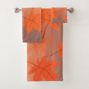 Herbstgestaltung mit Ahorn-Blätter und Bukett-Effe Badhandtuch Set
