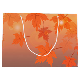 Herbstgestaltung mit Ahorn-Blätter und Bukett-Effe Große Geschenktüte