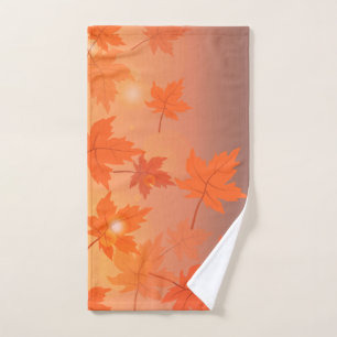 Herbstgestaltung mit Ahorn-Blätter und Bukett-Effe Handtuch