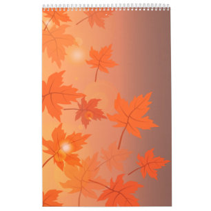 Herbstgestaltung mit Ahorn-Blätter und Bukett-Effe Kalender