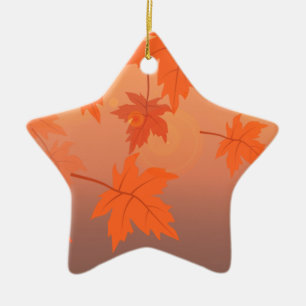 Herbstgestaltung mit Ahorn-Blätter und Bukett-Effe Keramik Ornament