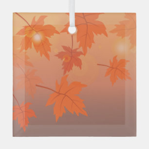 Herbstgestaltung mit Ahorn-Blätter und Bukett-Effe Ornament Aus Glas