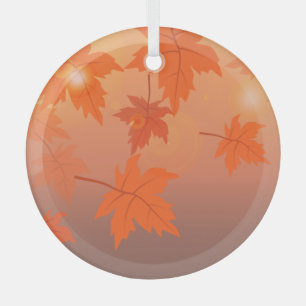 Herbstgestaltung mit Ahorn-Blätter und Bukett-Effe Ornament Aus Glas