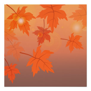 Herbstgestaltung mit Ahorn-Blätter und Bukett-Effe Poster