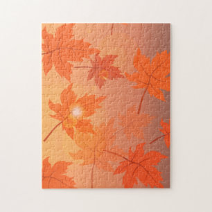Herbstgestaltung mit Ahorn-Blätter und Bukett-Effe Puzzle