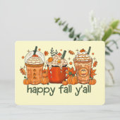 Herbstgetränke mit Creme Happy Fall Yall Karte (Stehend Vorderseite)