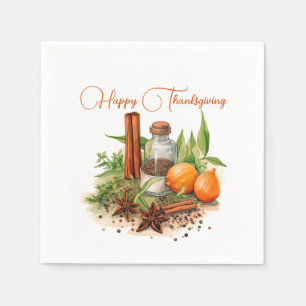 Herbstgewürzdesign, glückliches Erntedankfest Serviette
