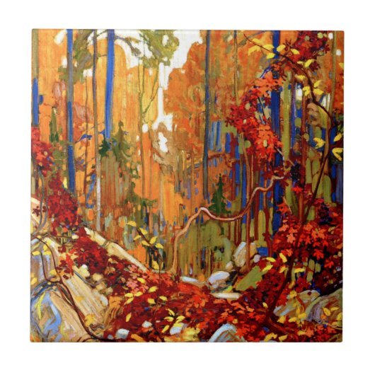 Herbstgirlande, farbenfrohe Malerei, Fliese (Vorderseite)