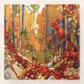 Herbstgirlande, Farbige Malerei, Glasuntersetzer (Vorderseite)