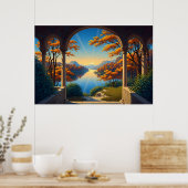 Herbstglanz hinter dem Bogen Poster (Küche)