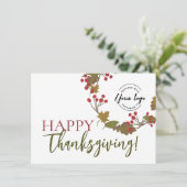 Herbstglücklich Thanksgiving Custom Logo fällt kle Karte (Stehend Vorderseite)