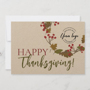 Herbstglücklich Thanksgiving Custom Logo rustikal Karte