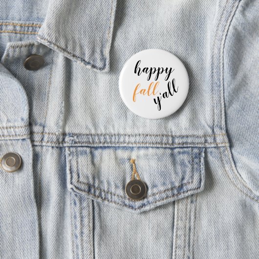 Herbstglücksfall Y'all Black Orange Typografie Button (Beispiel)