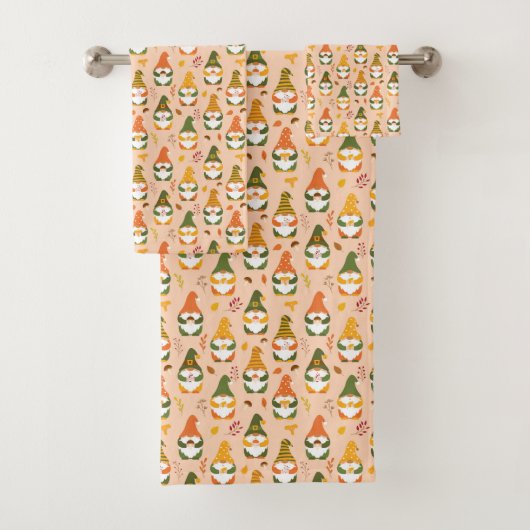 Herbstgnomen im Waldmuster Badhandtuch Set (Insitu)