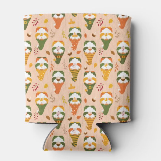 Herbstgnomen im Waldmuster Dosenkühler (Rückseite)