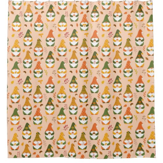 Herbstgnomen im Waldmuster Duschvorhang (Vorderseite)