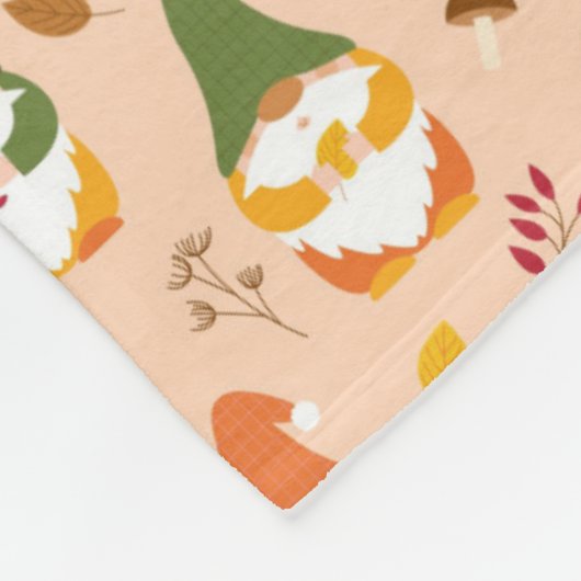 Herbstgnomen im Waldmuster Fleecedecke (Ecke)