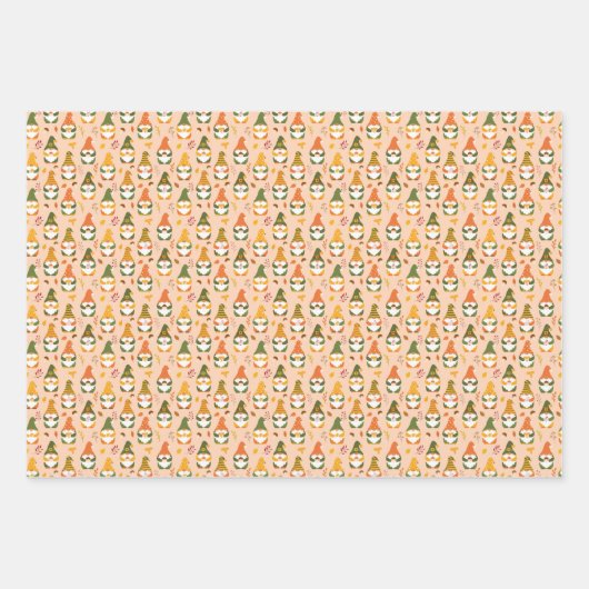 Herbstgnomen im Waldmuster Geschenkpapier Set (Vorderseite)