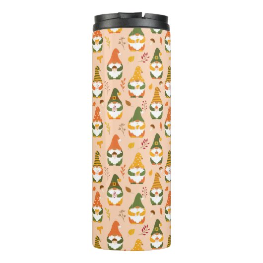 Herbstgnomen im Waldmuster Thermosbecher (Rückseite)