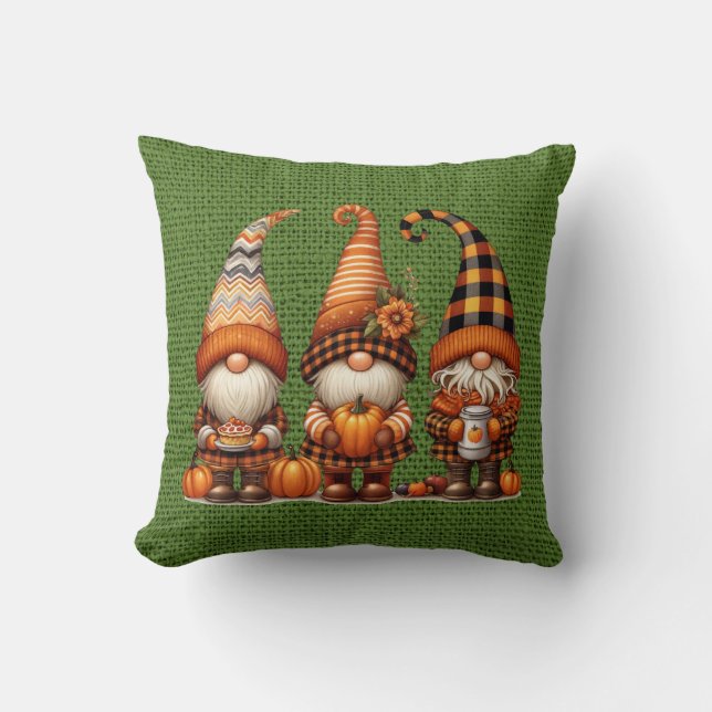 Herbstgnomen Throw Kissen (Vorderseite)
