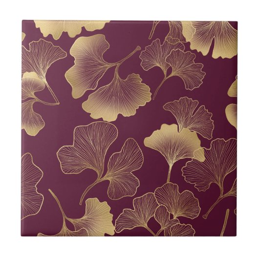 Herbstgold-Ginkgoblatt-Muster Fliese (Vorderseite)