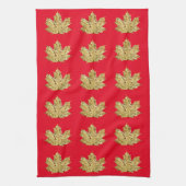 Herbstgold und rotes Ahornblattmuster Geschirrtuch (Vertikal)