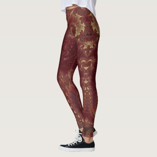 Herbstgoldblättrige Wirbel Fraktal Landschaft Leggings (Links)