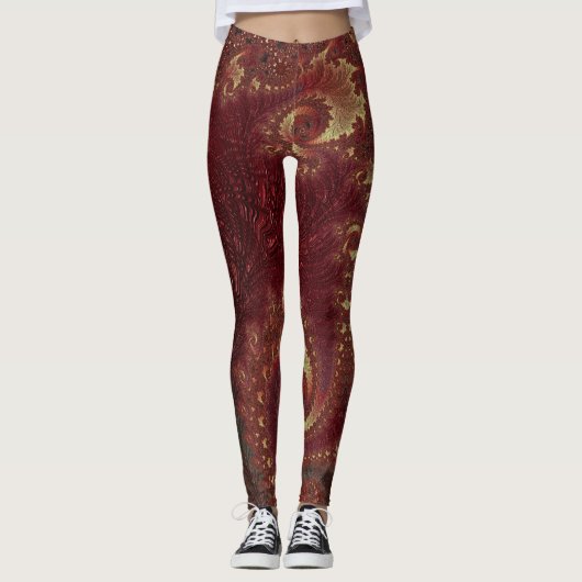 Herbstgoldblättrige Wirbel Fraktal Landschaft Leggings (Vorderseite)