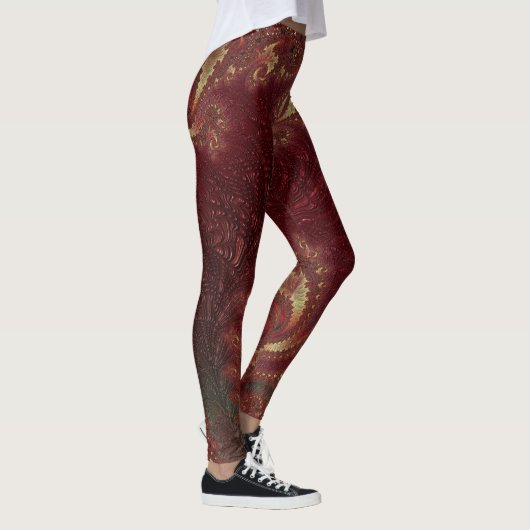 Herbstgoldblättrige Wirbel Fraktal Landschaft Leggings (Rechts)