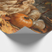 Herbstgolden-Retriever-Dekoupage Geschenkpapier (Ecke)